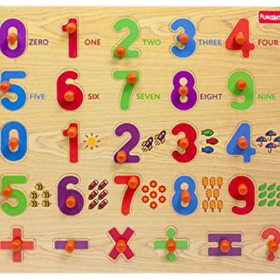 Funskool Number Wooden 123 Puzzle Shape & 6 Numerical Operators Game