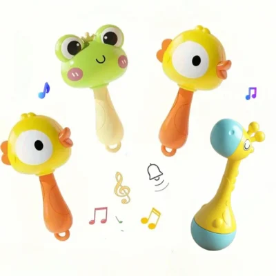 Animal Hand Crank Bell Toy for Kids Enhances Grip, Visual & Auditory Skills