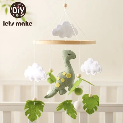 Baby Crib Musical Mobile (0–12 Months)  Felt Dinosaur Hanging Bed Bell with Rattle