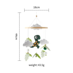 Baby Crib Musical Mobile (0–12 Months) Felt Dinosaur Hanging Bed Bell with Rattle - Image 11