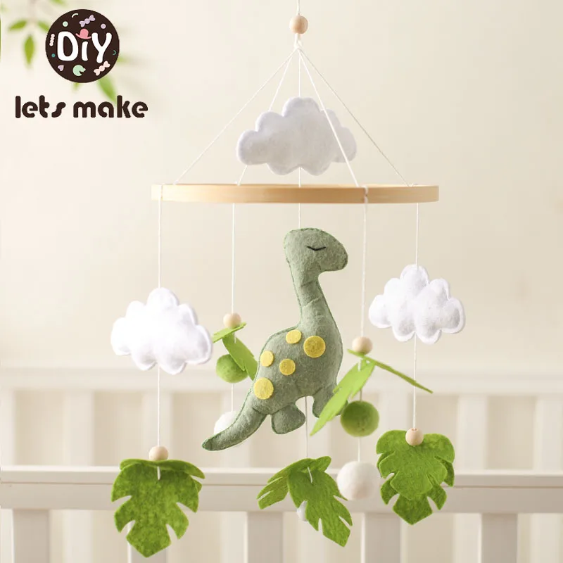 Baby Crib Musical Mobile (0–12 Months) Felt Dinosaur Hanging Bed Bell with Rattle - Image 3