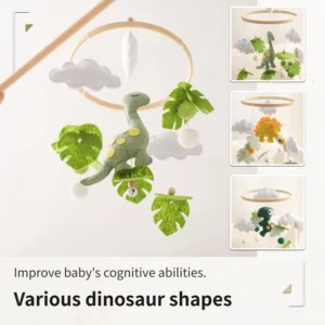Baby Crib Musical Mobile (0–12 Months) Felt Dinosaur Hanging Bed Bell with Rattle - Image 6