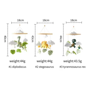 Baby Crib Musical Mobile (0–12 Months) Felt Dinosaur Hanging Bed Bell with Rattle - Image 8