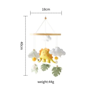 Baby Crib Musical Mobile (0–12 Months) Felt Dinosaur Hanging Bed Bell with Rattle - Image 9