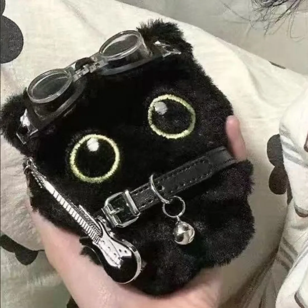 15cm Cute Black Guitar Cat Plush Keychain – Soft Stuffed Doll Bag Pendant Gift - Image 2
