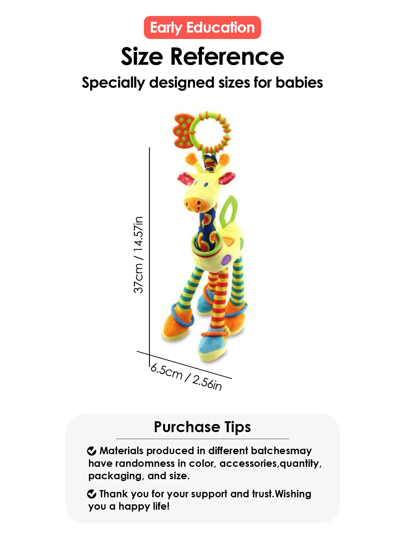 Baby Handbell Rattle Toy Plush Giraffe Teether for Newborn Gifts - Image 2