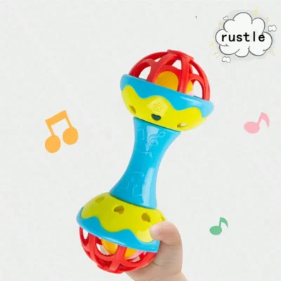 Infant Hand Grip Rattle Toy Double-Headed Soothing Teether for Babies (0+)