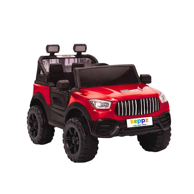 Red Electric Ride-On Jeep for Kids with LED Lights & Music Rechargeable Battery Car
