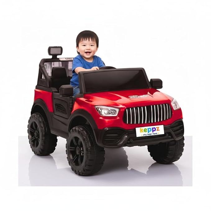 Red Electric Ride-On Jeep for Kids with LED Lights & Music Rechargeable Battery Car - Image 2