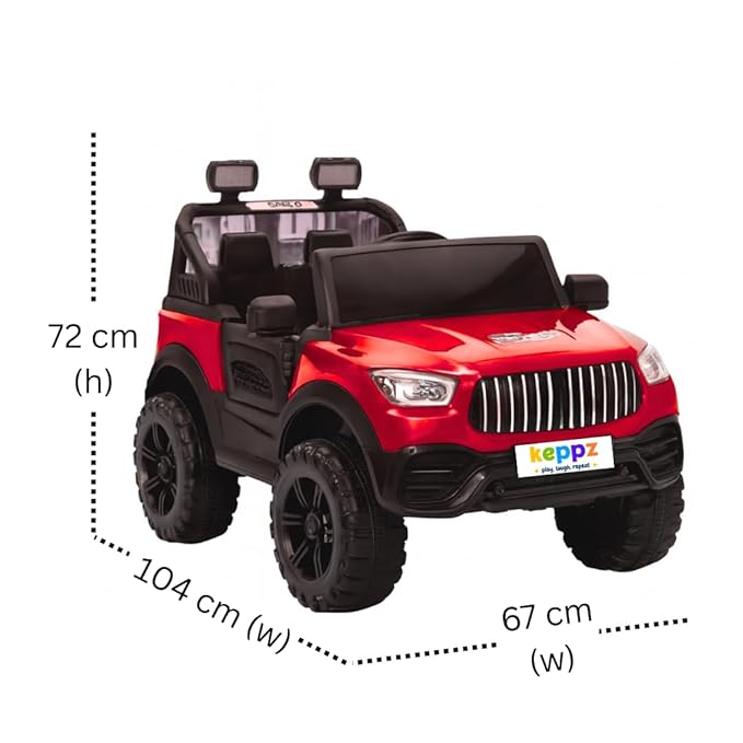 Red Electric Ride-On Jeep for Kids with LED Lights & Music Rechargeable Battery Car - Image 3