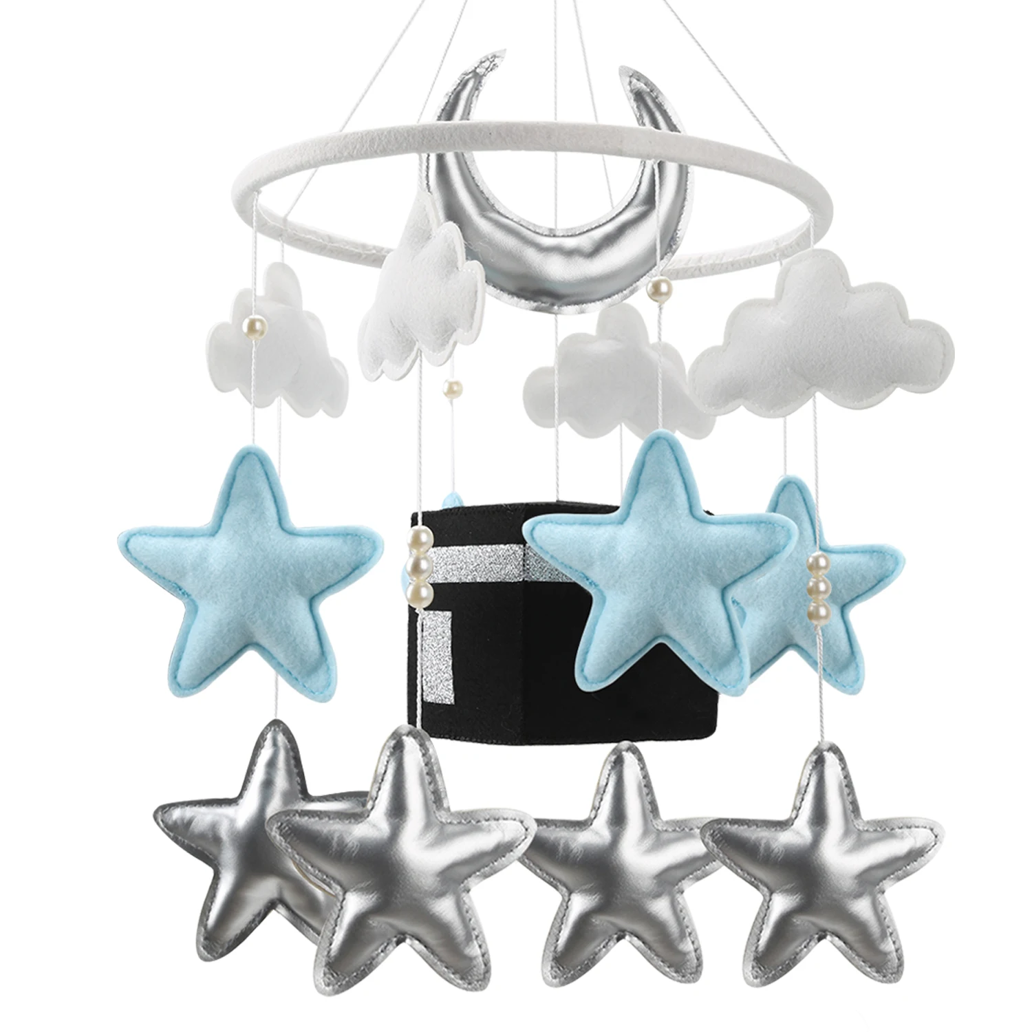 Kaaba Baby Mobile Islamic toys Baby Boy Room Decor Blue Quran Recitation