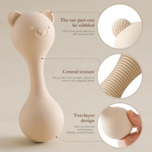Musical Baby Rattle Toy Silicone Bear Maracas Teether for Newborns - Image 7