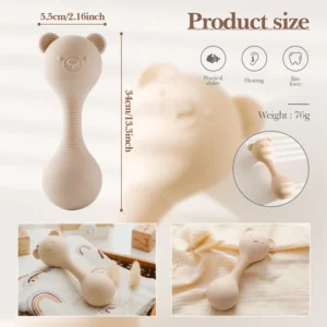 Musical Baby Rattle Toy Silicone Bear Maracas Teether for Newborns - Image 8