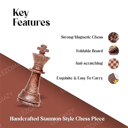 Minimakers 12-inch Wooden Magnetic Chess Set - Image 2