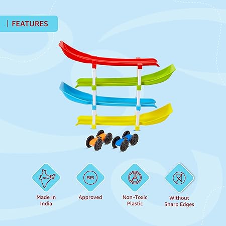 Jam & Honey Ramp Race Track Toy 4-Level Car Drop Game for Toddlers (1–3 Years) - Image 3