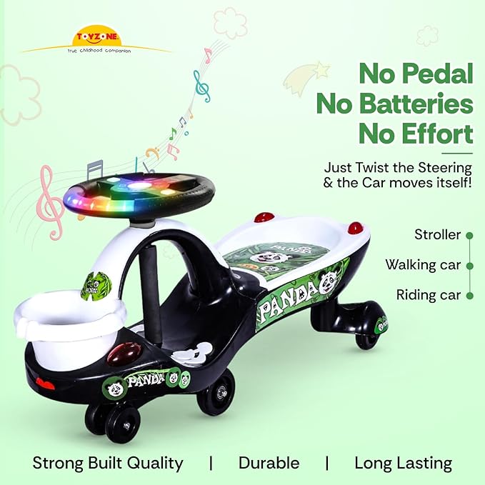 Toyzone Eco Panda Magic Car Ride-On Swing Car for Kids Age 2+ - Image 3